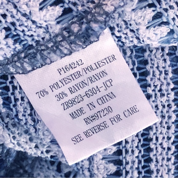 Almost Famous Blue Boho Tribal Print Fringe Poncho Top XL - Picture 11 of 16